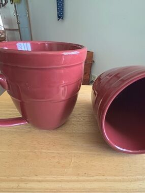 Longaberger paprika woven traditions  Red Jumbo Coffee Mug - Set of 2